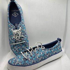 Sperry Blue Floral Canvas Sneakers